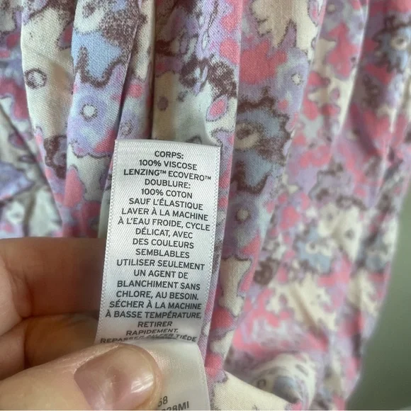 NWT ABOUND Floral Pink and Purple Lined Smocked Back Slip Dress Size Medium - Picture 6 of 15